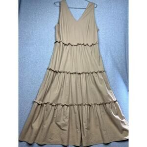 Primark Tiered Maxi Dress Womens 12/XL Minimalist Simple Boho Neutral Summer